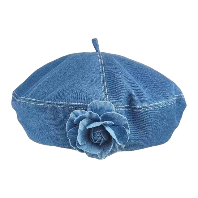 Boina de mujer, sombrero de moda para fiestas de primavera, viajes, festivales, tocados y disfraces. Azul vaquero
