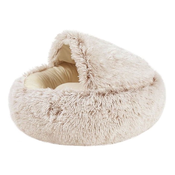 MANGCA Pet Cat Bed, Round Fluffy Soft Plush Indoor Cat Cave, Winter Warm Pet Sleeping Cushion Anti-slip Removable Washable Bed for Cat Dog
