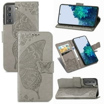 Samsung Galaxy S22 5G Case, Dteck PU Leather Butterfly Embossed Design Phone Case Flip Notebook Wallet Card Slot Holder Magnetic Stand Cover for Samsung Galaxy S22 5G, Gray