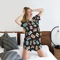 thumbnail image 5 of Fuzoiu Colorful Retro Tape Print Women's Short-Sleeved Pajama Set,Lounge Sleepwear Set,Womens Pajama Sets 2 Piece,Button-Up Top and Shorts with Pockets-3X-Large, 5 of 7