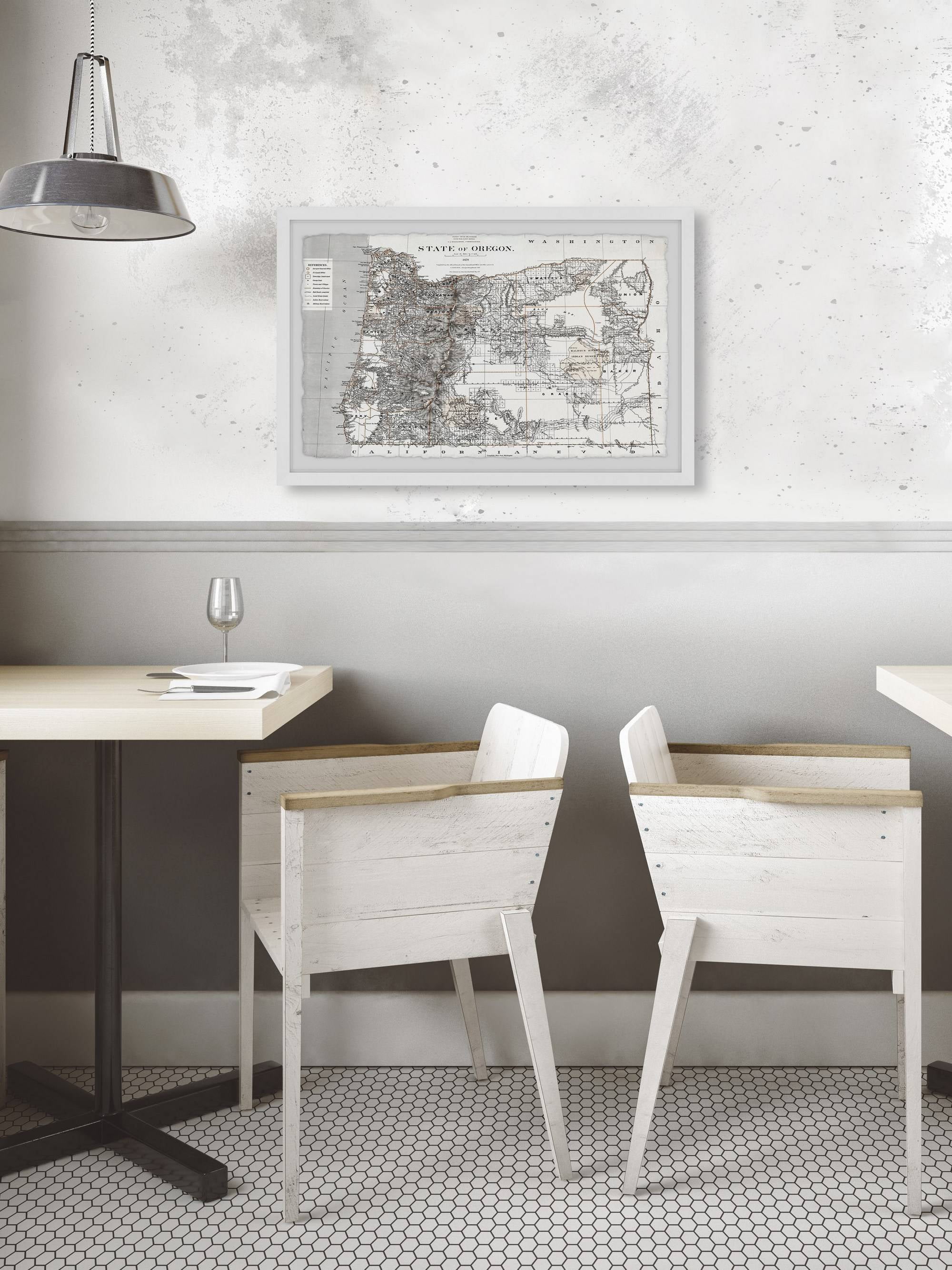 Marmont Hill Map of the State of Oregon Framed Wall Art, 30" x 45"