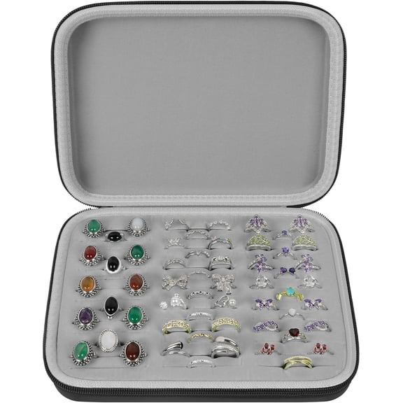 ANHXN Ring Organizer Storage Case - Jewelry Ring Display Collector Box Rings Tray Holder Showcase Fits Earrings, Brooches and Cufflinks