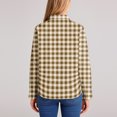 thumbnail image 4 of Oversized Shirts for Women Long Sleeve Plaid Button Down Shirts Lightweight Dressy Casual Tops Holiday Blouses Orange S, 4 of 5