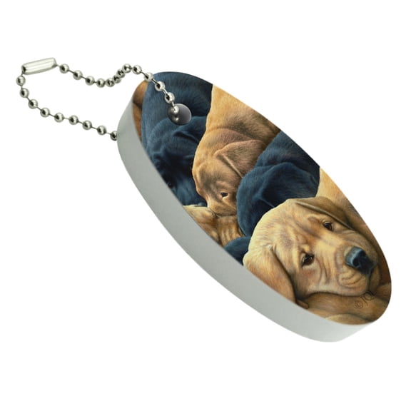 Labrador Retriever Puppies Sleeping Litter Floating Foam Keychain Fishing Boat Buoy Key Float