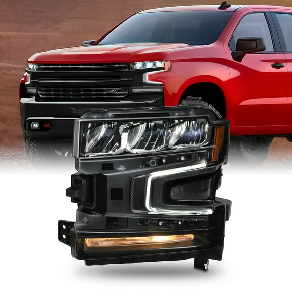 AKKON - Fit 2019 2020 2021 Chevy Silverado 1500 LED DRL w/Halogen Signal Headlight Replacement OE Style Driver Side