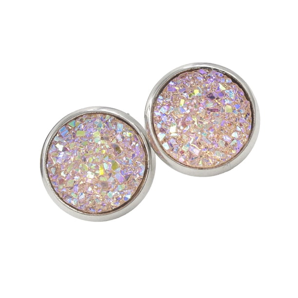 Pendientes Gotas Minnieouse Acero Inoxidable Rosa Blanco AP009493-24B