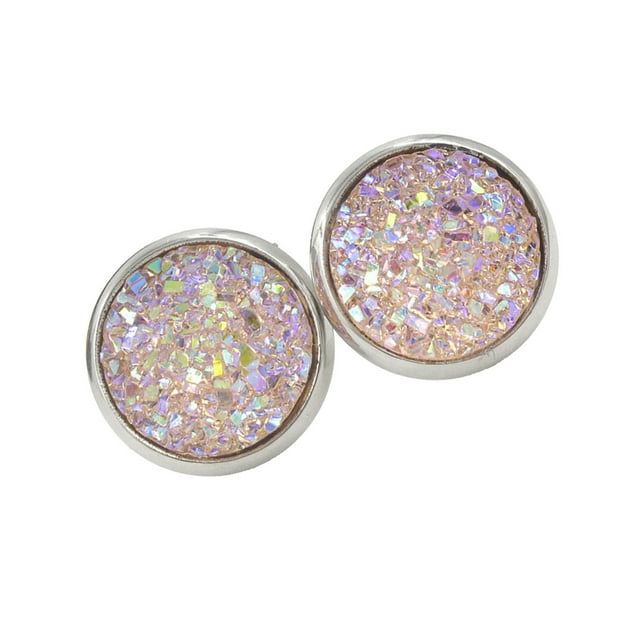 Pendientes Gotas Minnieouse Acero Inoxidable Rosa Blanco AP009493-24B
