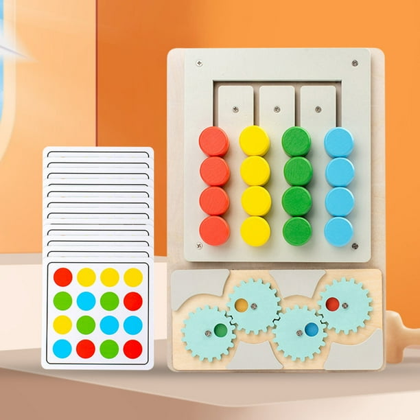 Juego de mesa de rompecabezas con diapositivas a juego de colores rompecabezas de madera juguete para regalo para niños y niñas