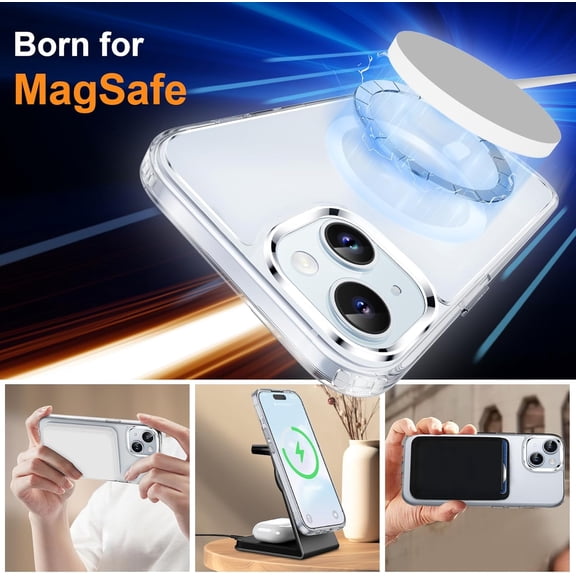UYWGF-Magnetic for iPhone 15 Case, [Compatible with MagSafe] [2 Pcs Screen Protectors] [15 FT Drop Protection] Frosted Translucent Back, Shockproof, Anti-Scratch - Frosted Clear