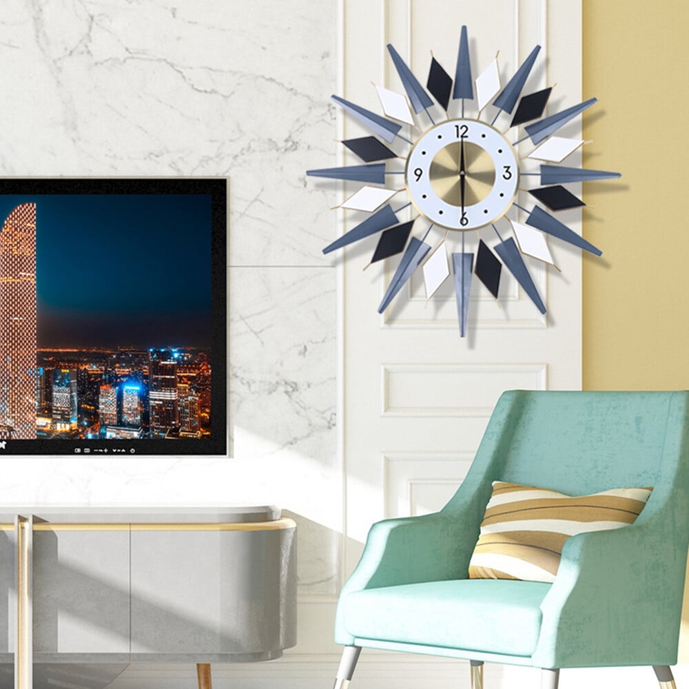 60*60cm Multicolor Wall Clock Iron&Aluminum Modern Decorative Wall Clock for Living Rooms Bedrooms Sitting Rooms