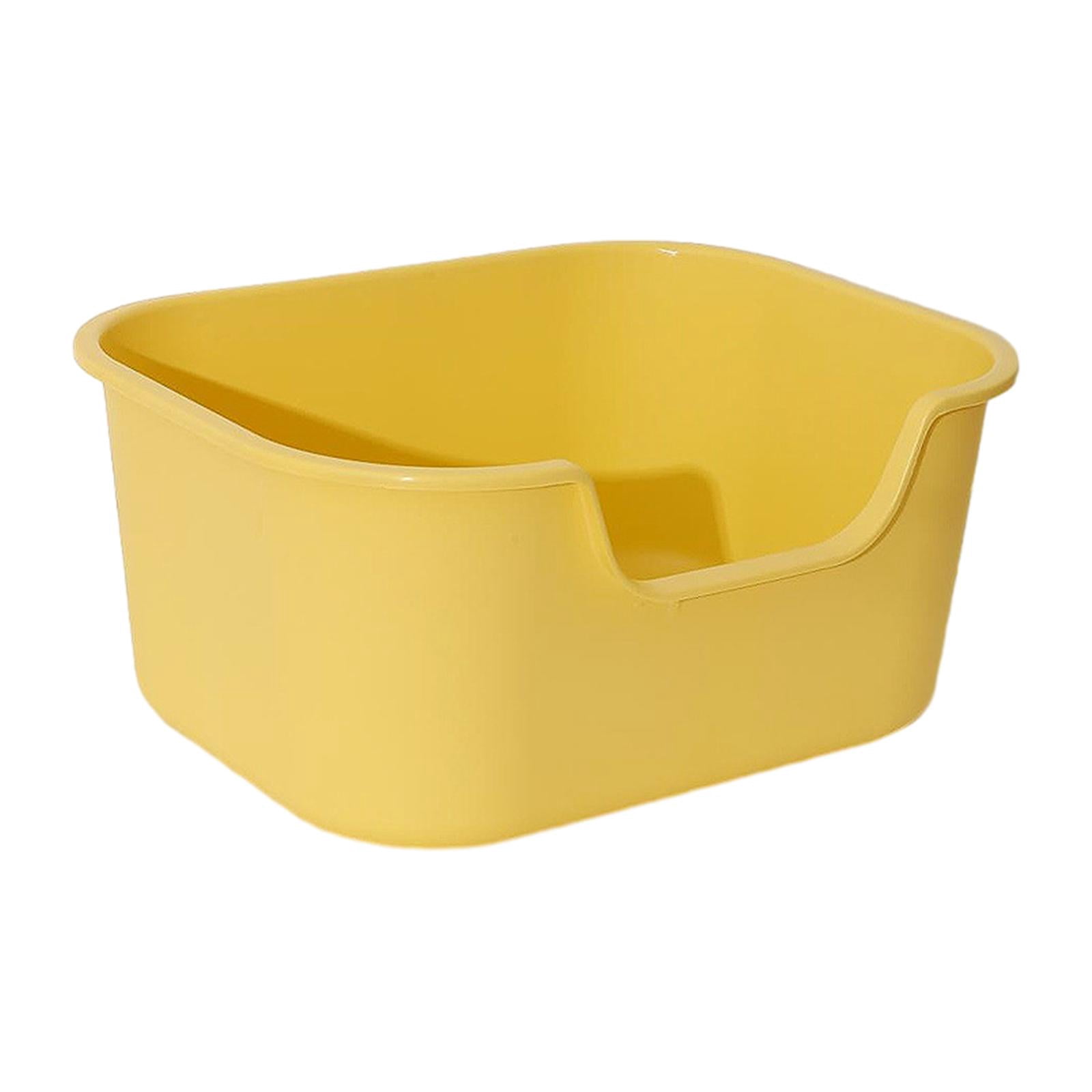 Open Litter Box Kitten Toilet Splashproof Portable Cat Toilet for Small Pets yellow