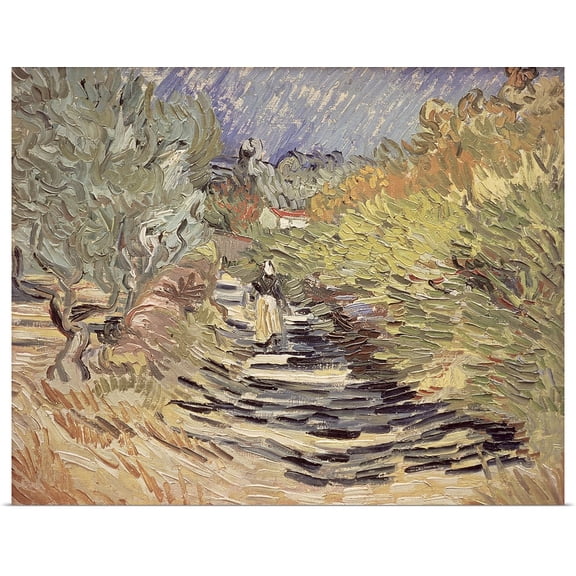 Great BIG Canvas | Rolled Vincent (1853-1890) van Gogh Poster Print entitled A Road in St. Remy with Female Figures, 1889