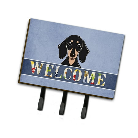 

Carolines Treasures BB1401TH68 Smooth Black and Tan Dachshund Welcome Leash or Key Holder Blue Triple multicolor