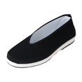 thumbnail image 4 of OOOUM Canvas Slip On Shoes For Women Men Comfortable Lightweight Breathable Casual Flats Non Slip Flexible Daily Walking Shoes Black US:9, 4 of 8