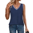 thumbnail image 4 of Bovemsi Tank Tops for Women Summer Trendy V Neck Tops Shiny Trim Loose Fit Casual Sleeveless Shirts Fashion 2025, Blue Women's Summer Tank Tops, XXL, 4 of 9
