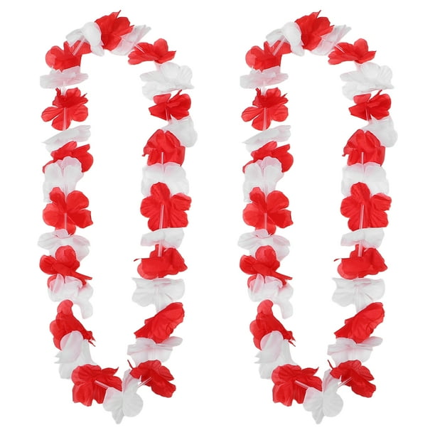2 collares de flores hawaianas para celebraciones del Día Nacional, decoraciones para fiestas en la playa, suministros para fiestas hawaianas y eventos tropicales.