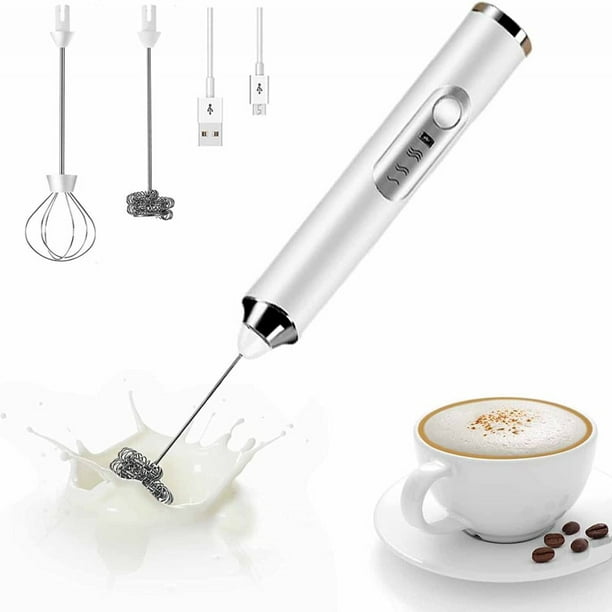 Espumador de leche eléctrico, práctico palo de espumador de leche recargable por USB, batidor móvil de 3 velocidades ajustables para café con leche, capuchino, chocolate caliente, Matcha