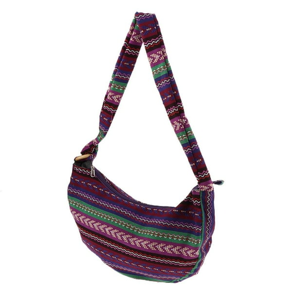 Bandolera con Cremallera Ajustable Estampado Floral Bohemio para Playa Viaje Púrpura