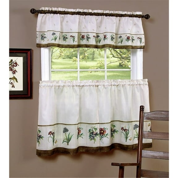 Botanical Printed Tier and Valance set-Color:Multi,Size:36X58
