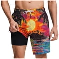 thumbnail image 2 of Runfenguu Plus Size Swim Shorts, Graphic Shorts Men Fashion Printed Elastic Waistband Drawstring Pocket Beach Pants Mens Short Shorts, 2 of 6
