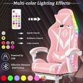 thumbnail image 4 of HOFFREE Gaming Chair with LED RGB Lights Massage Ergonomic Video Game Chairs with Footrest High Back Reclining Computer Chair with Adjustable Lumbar Support Pink and White, 4 of 6