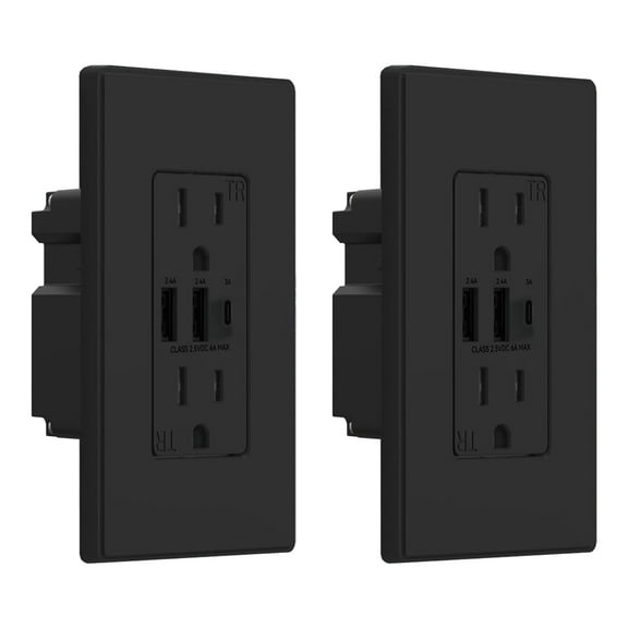 USB Outlets Receptacles, 3 Port USB C Wall Outlet, 30W 6.0A USB Electrical Outlet, 15 Amp Tamper Resistant Outlet with USB C Ports, UL Listed, Wall Plate Included