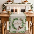 thumbnail image 2 of Table Runner - 90 Inch Long, Spring Botanical Kitchen Dining Table Runner Dresser Scarves, Garden Birds Floral Leaves Rustic Burlap Farmhouse Decor for Coffee Tables Wedding Party Banquet, 2 of 8