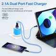 thumbnail image 4 of Compatible for iPhone Charger Block, 3 Pack Dual Port Charger Block with Charging Cable 6FT, USB Wall Charger Adapter USB Brick Cube Fast Charging Station Power Base Compatible for iPhone, Blue, 4 of 9