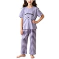 thumbnail image 3 of Bovxnpu Unisex Girls Summer Outfits Casual Loungewear Set Graphic Short Sleeve Crewneck Kids Soft Loungewear Pants Set, 3 of 6