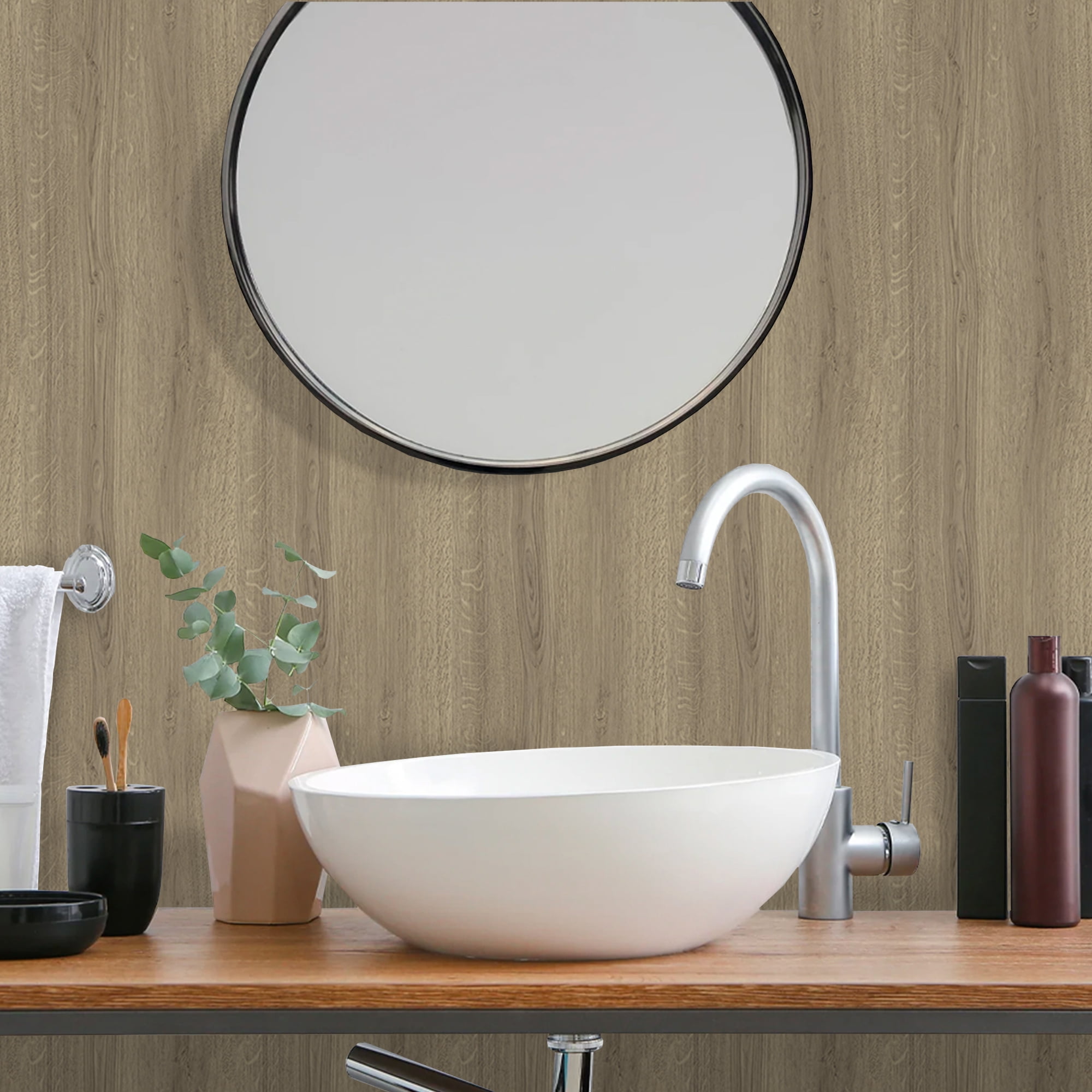 Abyssaly Brown Wood Peel and Stick Wallpaper 15.7"x 118" Removable Self Adhesive Texture Wallpaper Contact Paper for Desktop Bedrooms Living Room