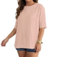 thumbnail image 3 of Lenago Womens T-shirt 1/2 Sleeve Crew Neck Summer Shirt Lightweight Breathable Solid Color Plus Size Tops Summer Holiday Casual Essentials Beach Fashion, 3 of 10
