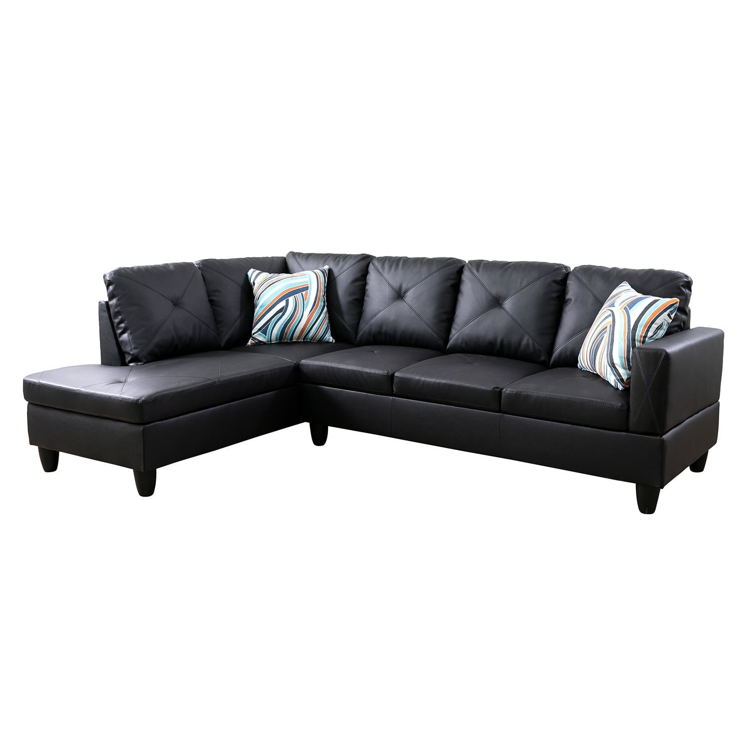 Hommoo Faux Leather 3Piece Couch Living Room Sofa Set, L Shaped Couch