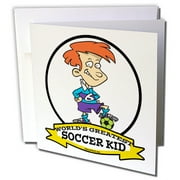 3dRose, Funny Worlds Greatest Soccer Kid Cartoon, 1 Greeting Card with envelope