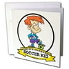 3dRose Funny Worlds Greatest Soccer Kid Cartoon - Greeting Card, 6 by 6-inch