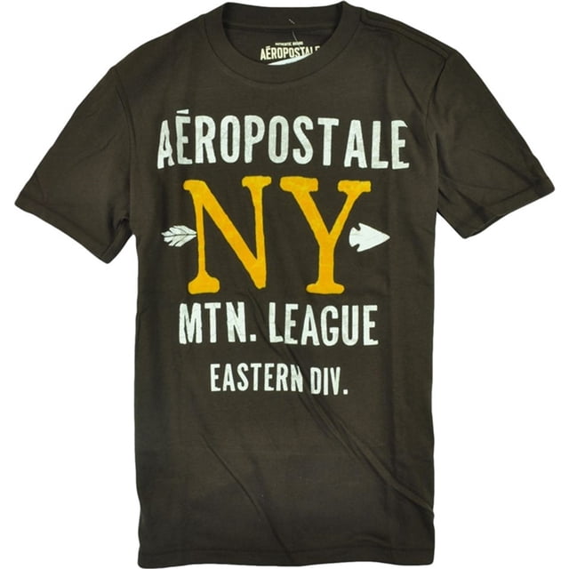 Aeropostale - Camiseta gráfica para hombre con acabado de fieltro de Nueva York, marrón, extragrande