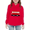 thumbnail image 2 of fnnxnal Little Girls 6T Red Hoodie - Bus Cartoon Graphic, Soft Durable Machine Washable Kids Sweatshirt for Everyday Play & School, 2 of 5