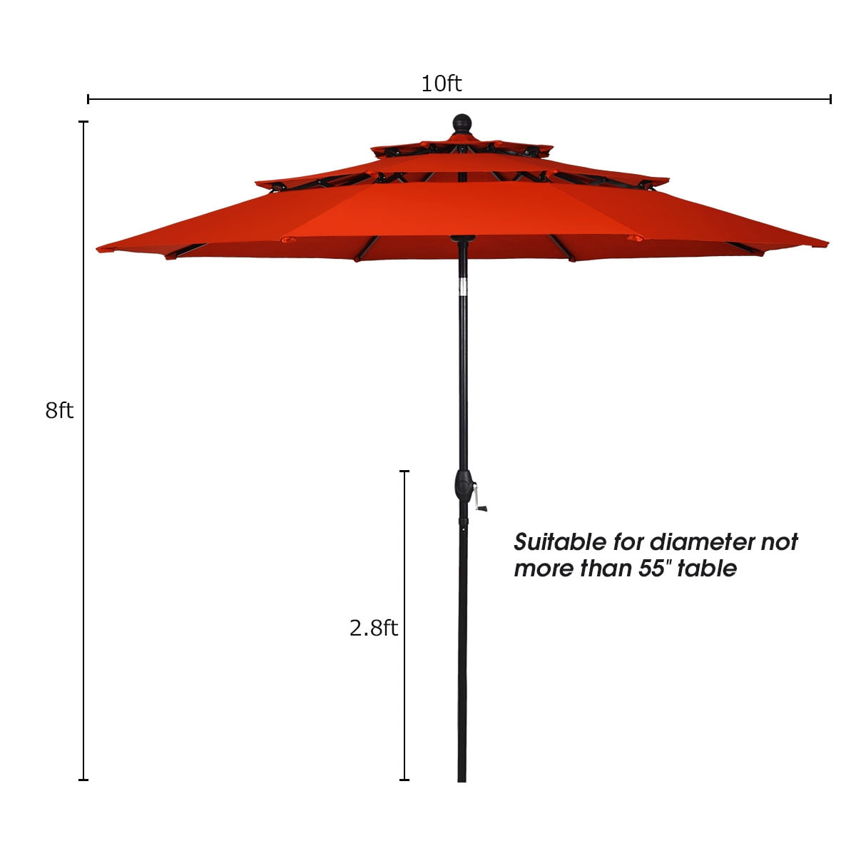 Topbuy Outdoor Auto-tilt Patio Market Umbrella W/ Double Vented Orange