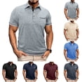 thumbnail image 2 of ZCFZJW Men's Casual Athletic Shirts Lightweight Short Sleeve Button Classic Collared T-Shirts Cotton Slim Fit Tees Lightweight Golf Top with Pocket Light Blue XL, 2 of 8