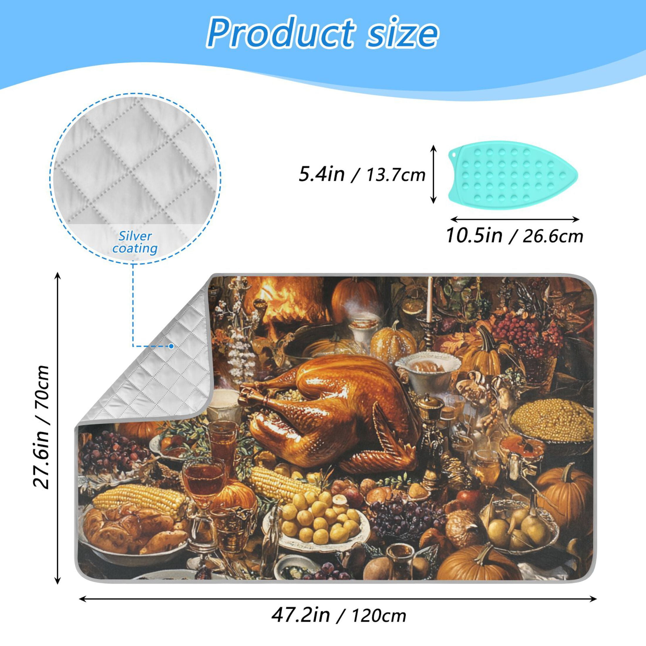 Thanksgiving Bountiful Dinner Ironing Mat Blanket for Table Top Travel Portable Ironing Board Pad 47.2x27.6 Inch