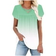 thumbnail image 4 of Charella Tops for Women Trendy Cross V Neck Petal Short Sleeve Pleated Flowy Shirts Casual Gradient Color Basic Tee (XL, White), 4 of 7