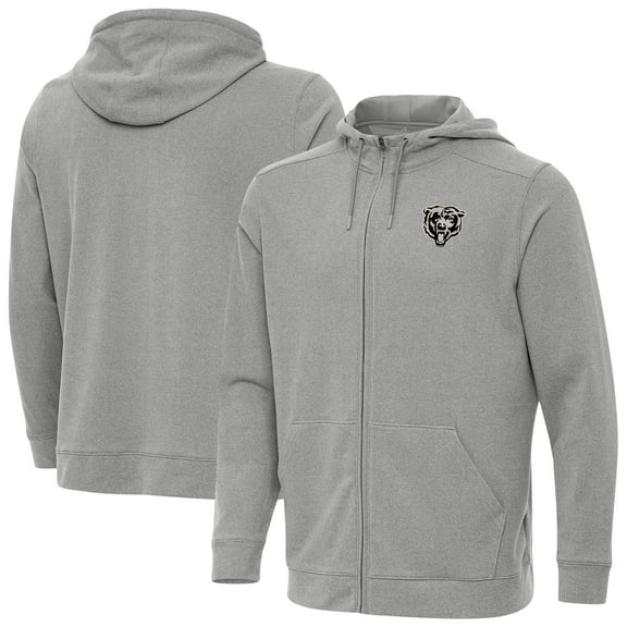Men's Antigua Heather Gray Chicago Bears Effortless Full-Zip Hoodie Jacket