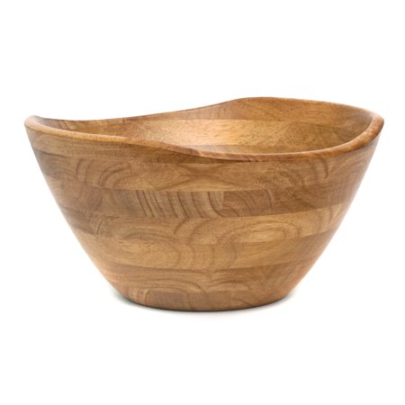 Wooden Rim - Lipper Large Wavy Rim Wooden Bowl - Oak