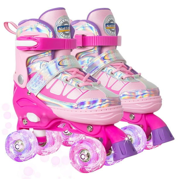 Patines para niños para niñas Patines de ruedas ajustables azules con ruedas iluminadas para adolescentes Jóvenes de 6 a 12 años 10 11 12 Principiantes Deportes al aire libre El mejor regalo de cumple