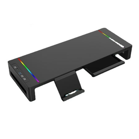 USB Monitor Stand with Phone Holder, Desk Computer Laptop Mount, Type-C Charging, Compatible with HP Dell