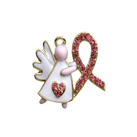 Austrian Crystal Dragonfly Pin - Crystal Avenue Angel Pink Ribbon Cancer Awareness Pin Pendant