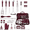 Red, variant on 38pcs BBQ Grill Accessories Set, Stainless Steel Grilling Tools with Wood-Grain Handles and Portable Carrying Case, Barbecue Utensil Kit for Camping, Backyard Grilling