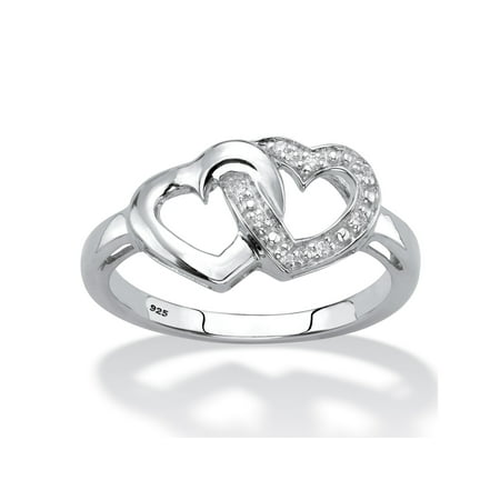 - Diamond Accent Interlocking Hearts Promise Ring in Platinum over Sterling Silver