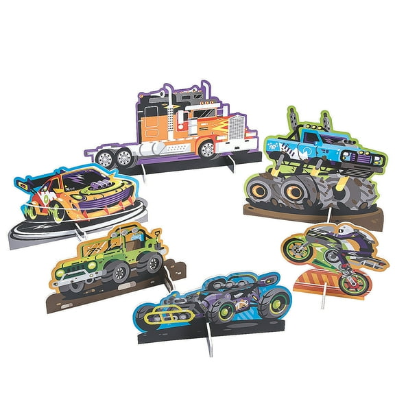 Cars & Trucks Centerpiece - Party Decor - 6 Pieces