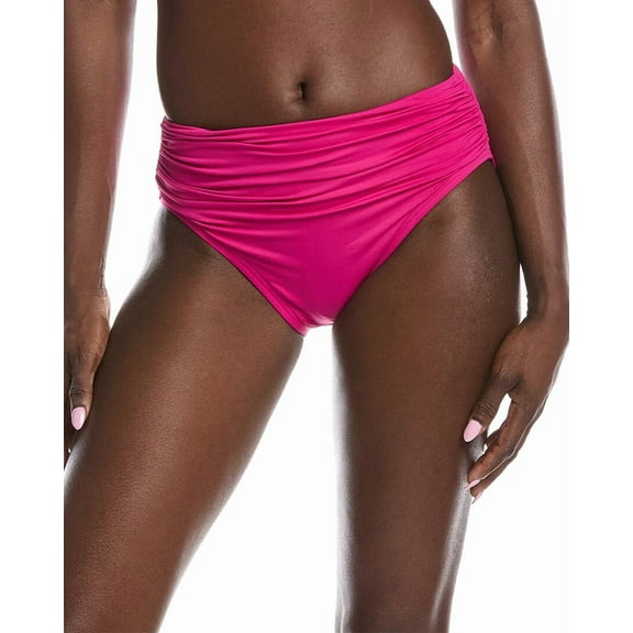 Carmen Marc Valvo womens Shirred Waist Bikini Bottom, s, Pink