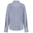 thumbnail image 4 of Summer Tops, Duoif Women's Relaxed Striped Button Down, Irregular Design Shirts for Women Navy L, 4 of 5
